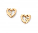 Silver D For Diamond Gold Plated Heart Stud Earrings