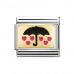 Nomination Enamel Black Umbrella Fuchsia Hearts Charm