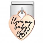 Nomination Rose Gold Heart I Love My Baby Charm