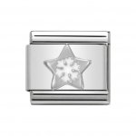Nomination Classic Silver Star White Snowflake Charm.