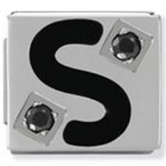 Nomination Stainless Steel & Black Swarovski Crystal Initial S Ikons Charm.
