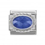 Nomination Silver Oval shaped Dark Blue Faceted CZ Charm