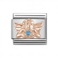 Nomination 9ct Rose Gold Turquoise CZ Angel of Children Charm.