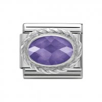 Nomination Silver Oval shaped Violet Faceted CZ Charm