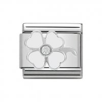 White Clover Nomination Silver Cubic Zirconia Classic Charm