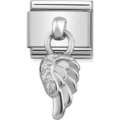 Nomination Drop Silver CZ Angel Wing Charm.