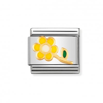 Nomination Classic Yellow Flower with Stem Charm 18ct Gold.