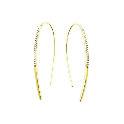 Azendi Gold Plate CZ set Hook through Earrings