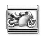 Nomination Silver Oxidised Motor Bike Charm