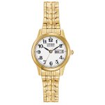 Citizen Ladies Eco Drive Round White Dial Expanding Bracelet Watch.