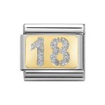 Nomination Gold 18 Eighteen Glitter Plate Charm.