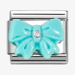 Nomination Silver Shine Bow Turquoise Resin Stone