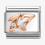 Nomination Number 17 Seventeen CZ Rose Gold Charm