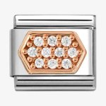 Nomination 9ct Rose Gold Hexagonal White CZ Pave Charm.