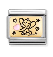 Nomination 18ct Gold Pink Heart Elephant Charm