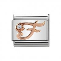 Nomination Rose Gold CZ set Initial F Charm.