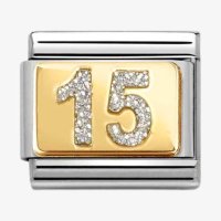 Nomination Gold 15 Fifteen Glitter Plate Charm.