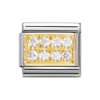 Nomination 18ct Gold CZ set White Pave Charm.