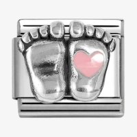 Nomination Classic Silver Enamel Pink Baby Feet Charm