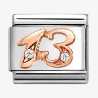 Nomination Number 13 Thirteen CZ Rose Gold Charm