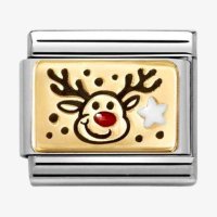 Nomination 18ct Gold Reindeer Red Nose Charm