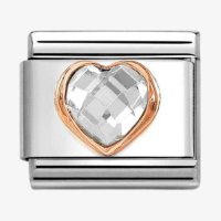 Nomination 9ct Rose Gold White Heart Facetted Charm