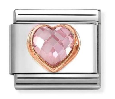 Nomination 9ct Rose Gold Pink Heart Facetted Charm