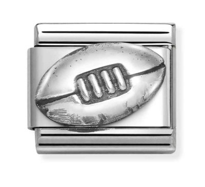 Nomination Silver Oxidised Rugby Ball Charm