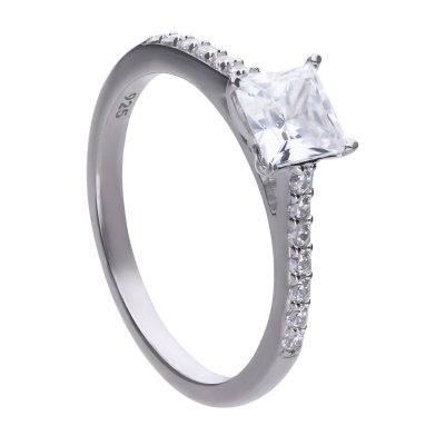 DiamonFire Silver Square Cut Zirconia Ring