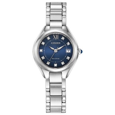 Citizen Ladies Eco Drive Round Blue Dial Bracelet Watch.