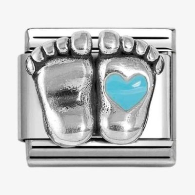 Nomination Classic Silver Enamel Light Blue Baby Feet Charm