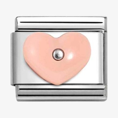 Nomination Silver Shine Heart Pink Resin Stone