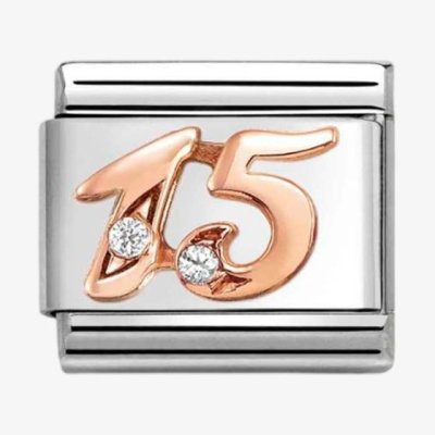 Nomination Number 15 Fifteen CZ Rose Gold Charm