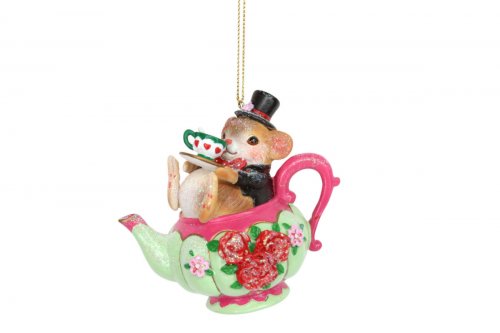 Dormouse in Teapot Christmas Bauble