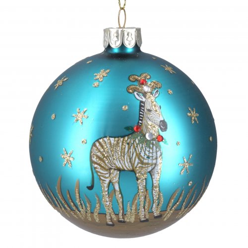 Blue Christmas Bauble Zebra